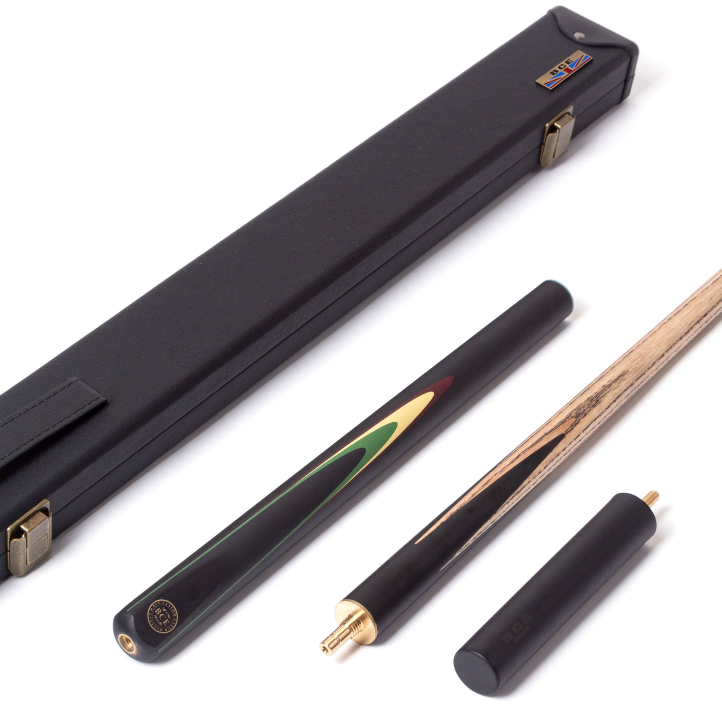 BCE Protege Series - 3/4 Cut Snooker/Pool Cue - 9.5mm Tip - 145cm - Black/Natural/Green/Cream/Burgundy