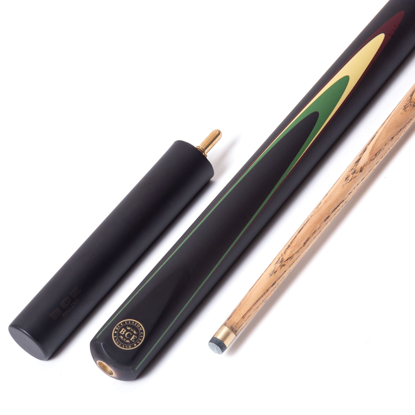 BCE Protege Series - 3/4 Cut Snooker/Pool Cue - 9.5mm Tip - 145cm - Black/Natural/Green/Cream/Burgundy