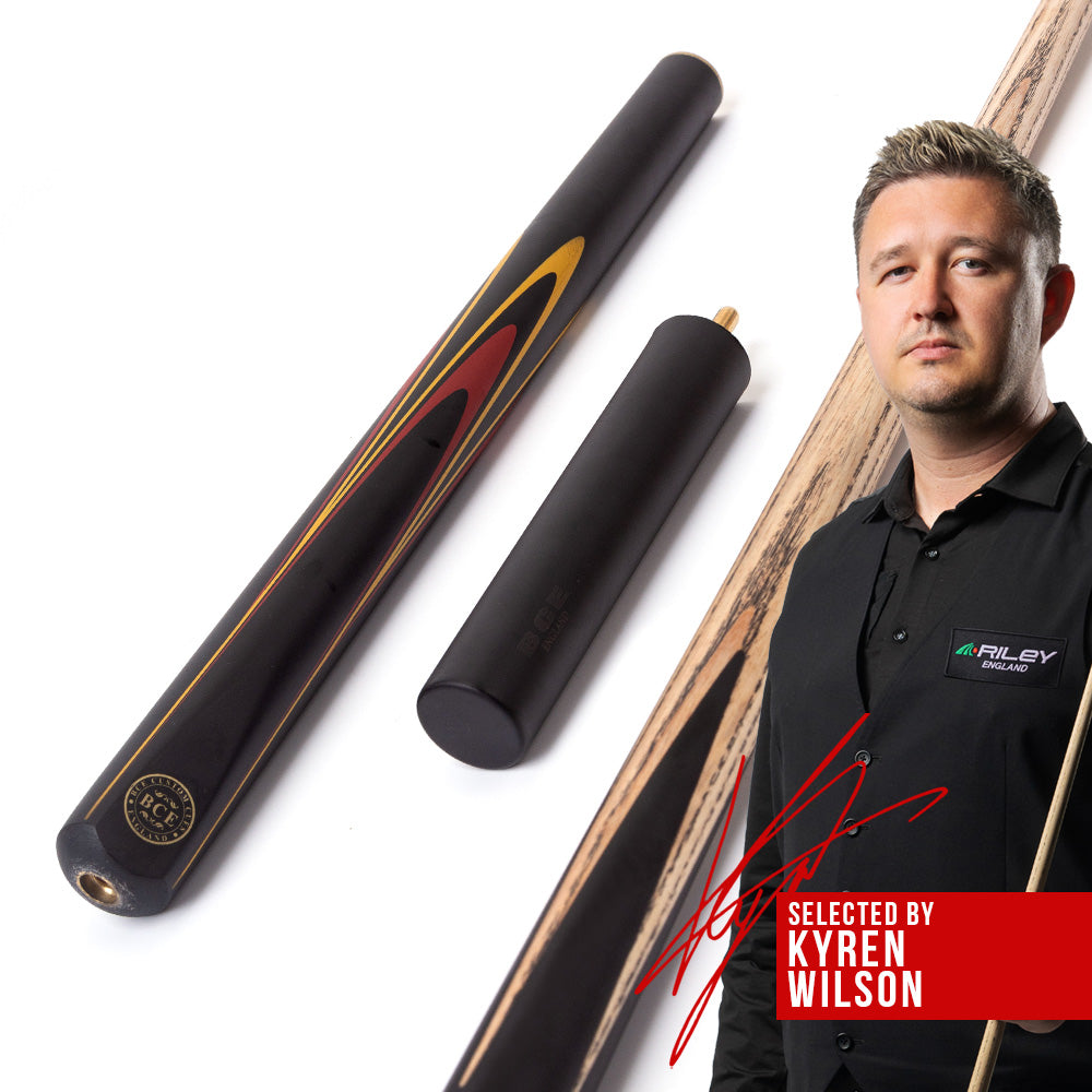 BCE Protege Series - 3/4 Cut Snooker/Pool Cue - 9.5mm Tip - 145cm - Black/Natural/Res/Orange
