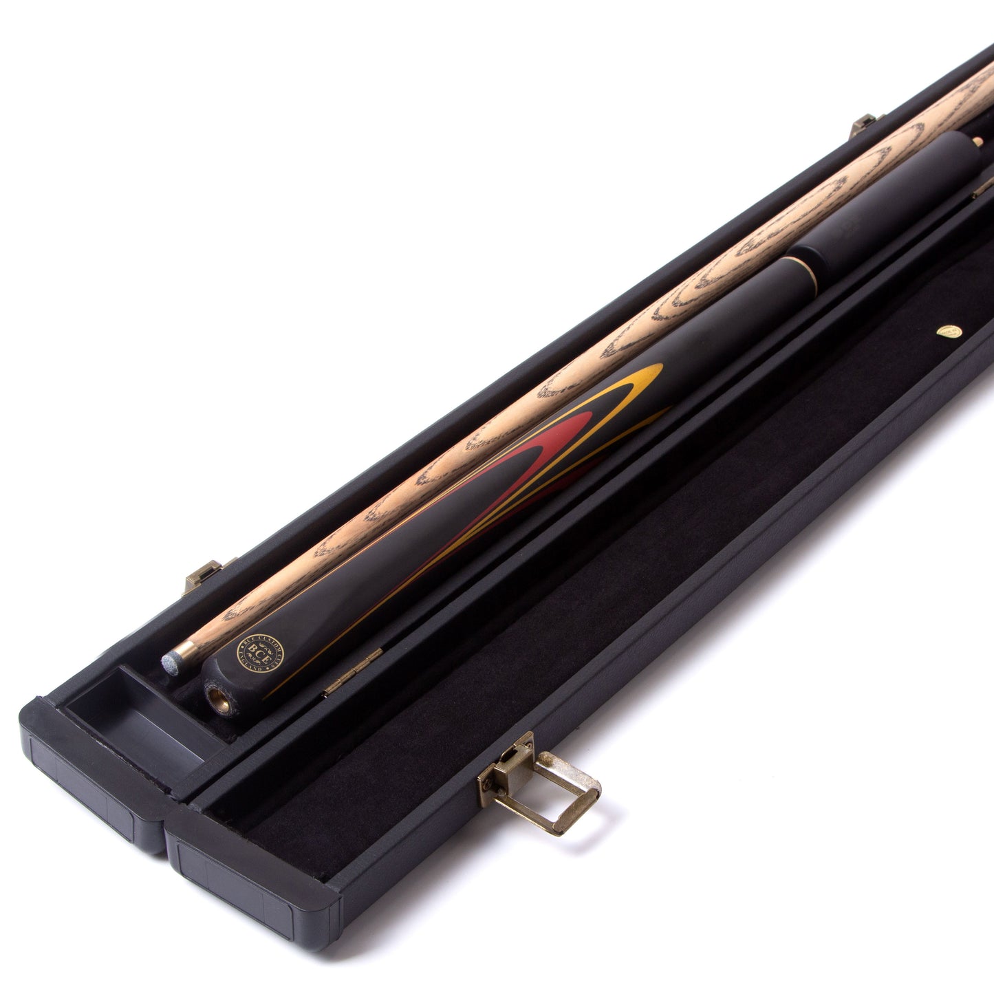 BCE Protege Series - 3/4 Cut Snooker/Pool Cue - 9.5mm Tip - 145cm - Black/Natural/Res/Orange