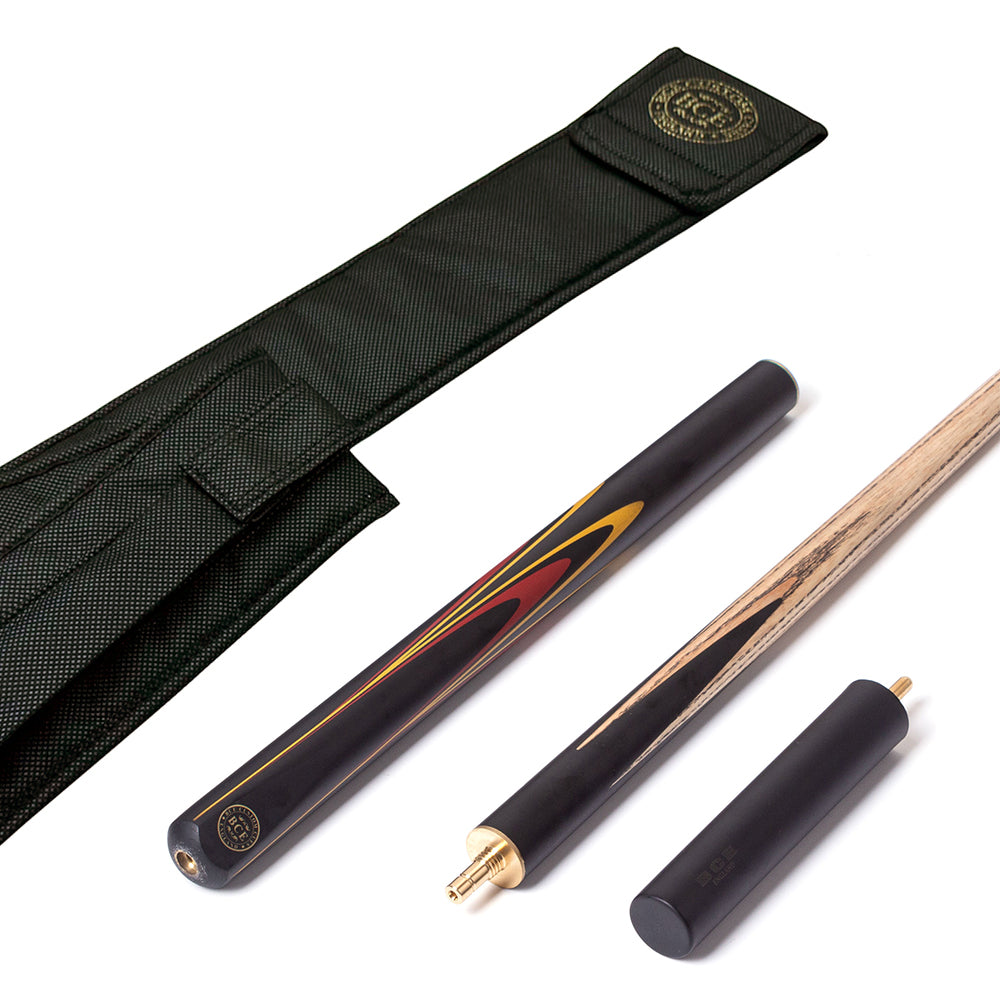 BCE - 3/4 Cut Snooker/Pool Cue - 9.5mm Tip - 145cm - Black/Natural