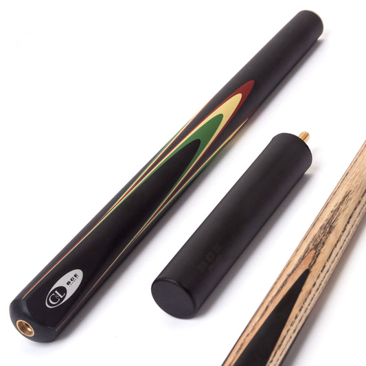 BCE Protege Series - Christophe Lambert - 3/4 Cut Snooker/Pool Cue - 9.5mm Tip - 145cm - Black/Natural/Red/Cream/Green