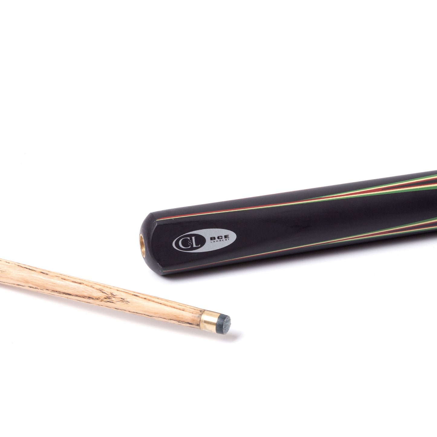 BCE Protege Series - Christophe Lambert - 3/4 Cut Snooker/Pool Cue - 9.5mm Tip - 145cm - Black/Natural/Red/Cream/Green