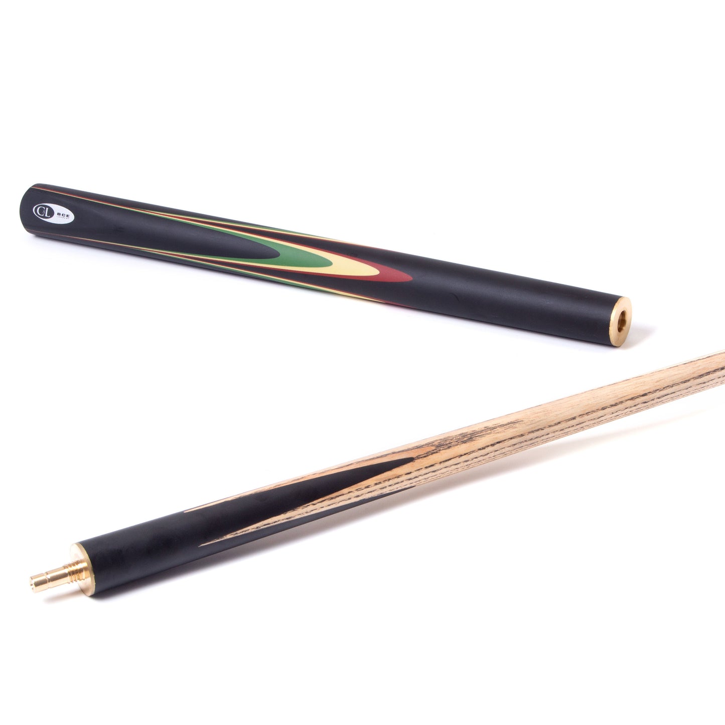 BCE Protege Series - Christophe Lambert - 3/4 Cut Snooker/Pool Cue - 9.5mm Tip - 145cm - Black/Natural/Red/Cream/Green