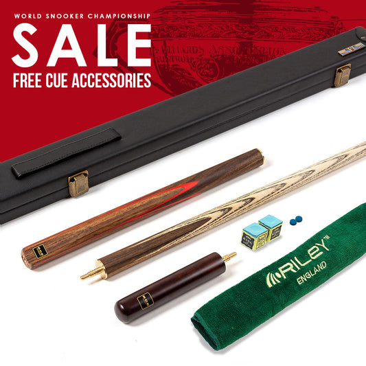 BCE 3 Piece Snooker Cue - 3/4 Cut Cue - Exotic Wood Butt - 9.5mm Tip - 145cm - Red/ Natural Wood