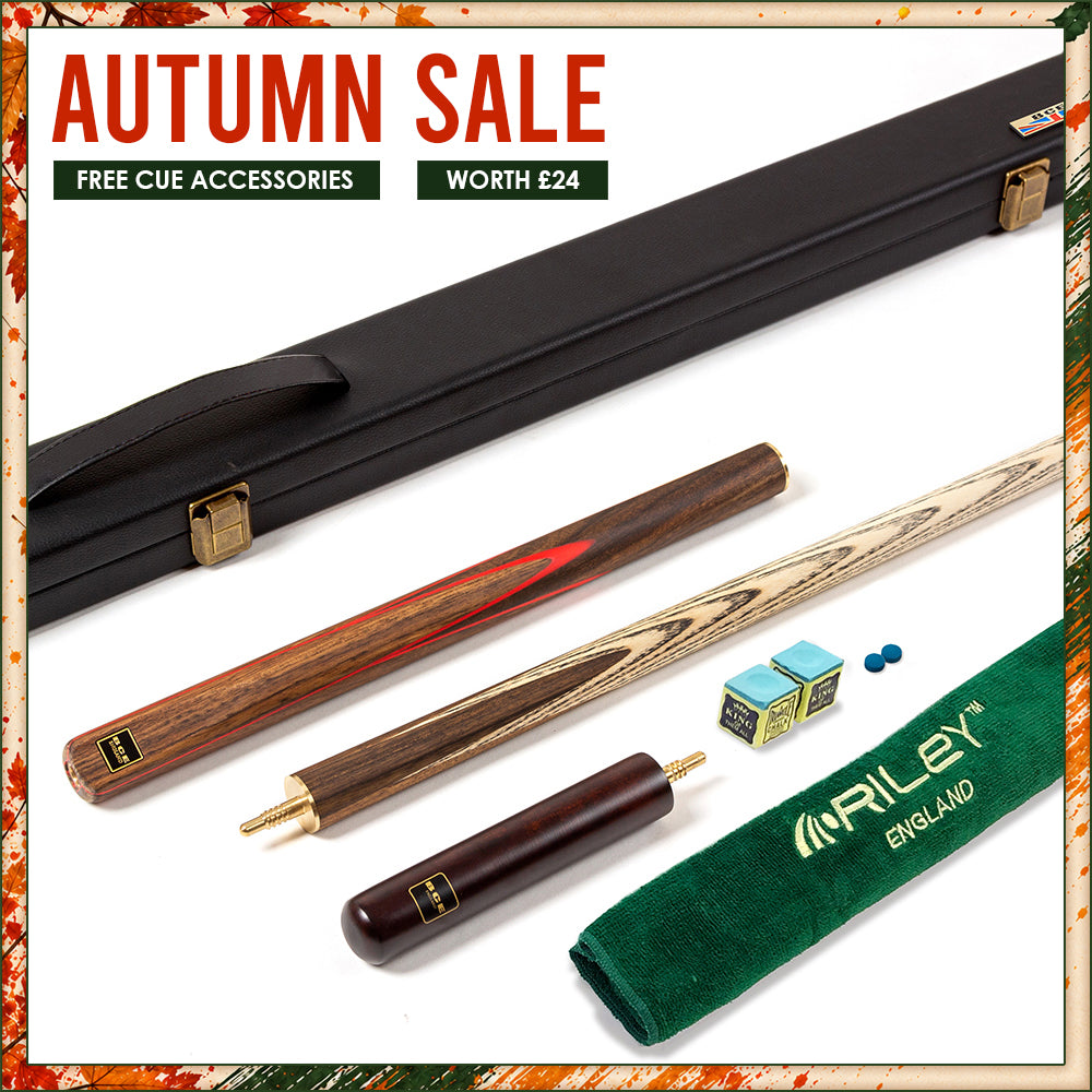 BCE 3 Piece Snooker Cue - 3/4 Cut Cue - Exotic Wood Butt - 9.5mm Tip - 145cm - Red/ Natural Wood