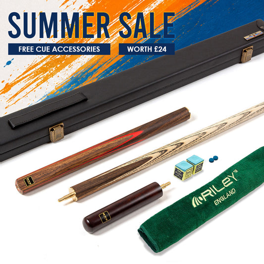 BCE 3 Piece Snooker Cue - 3/4 Cut Cue - Exotic Wood Butt - 9.5mm Tip - 145cm - Red/ Natural Wood