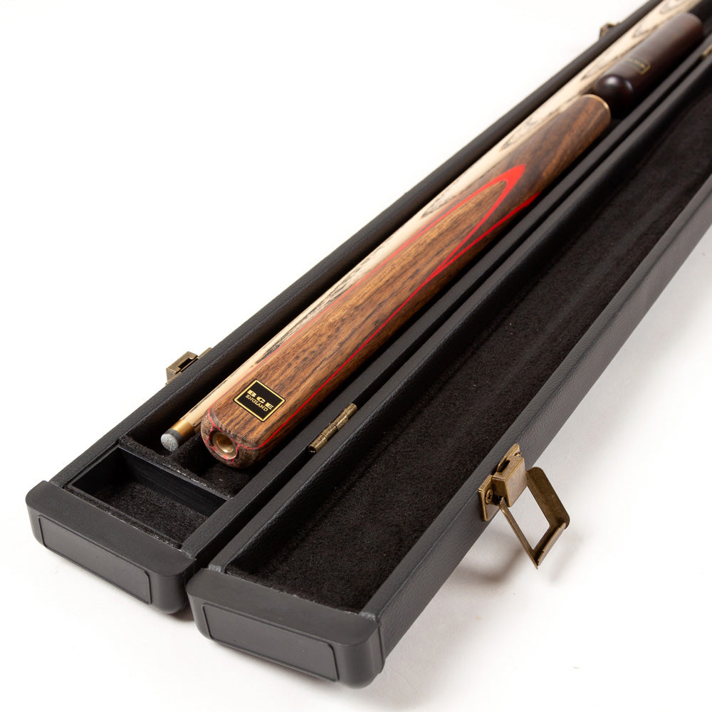 BCE 3 Piece Snooker Cue - 3/4 Cut Cue - Exotic Wood Butt - 9.5mm Tip - 145cm - Red/ Natural Wood