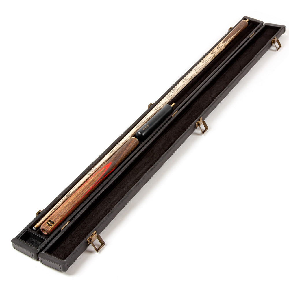 BCE 3 Piece Snooker Cue - 3/4 Cut Cue - Exotic Wood Butt - 9.5mm Tip - 145cm - Red/ Natural Wood