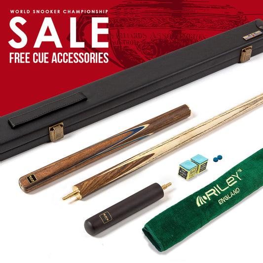 BCE 3 Piece Snooker Cue - 3/4 Cut Cue - Exotic Wood Butt - 9.5mm Tip - 145cm - Blue/ Natural Wood