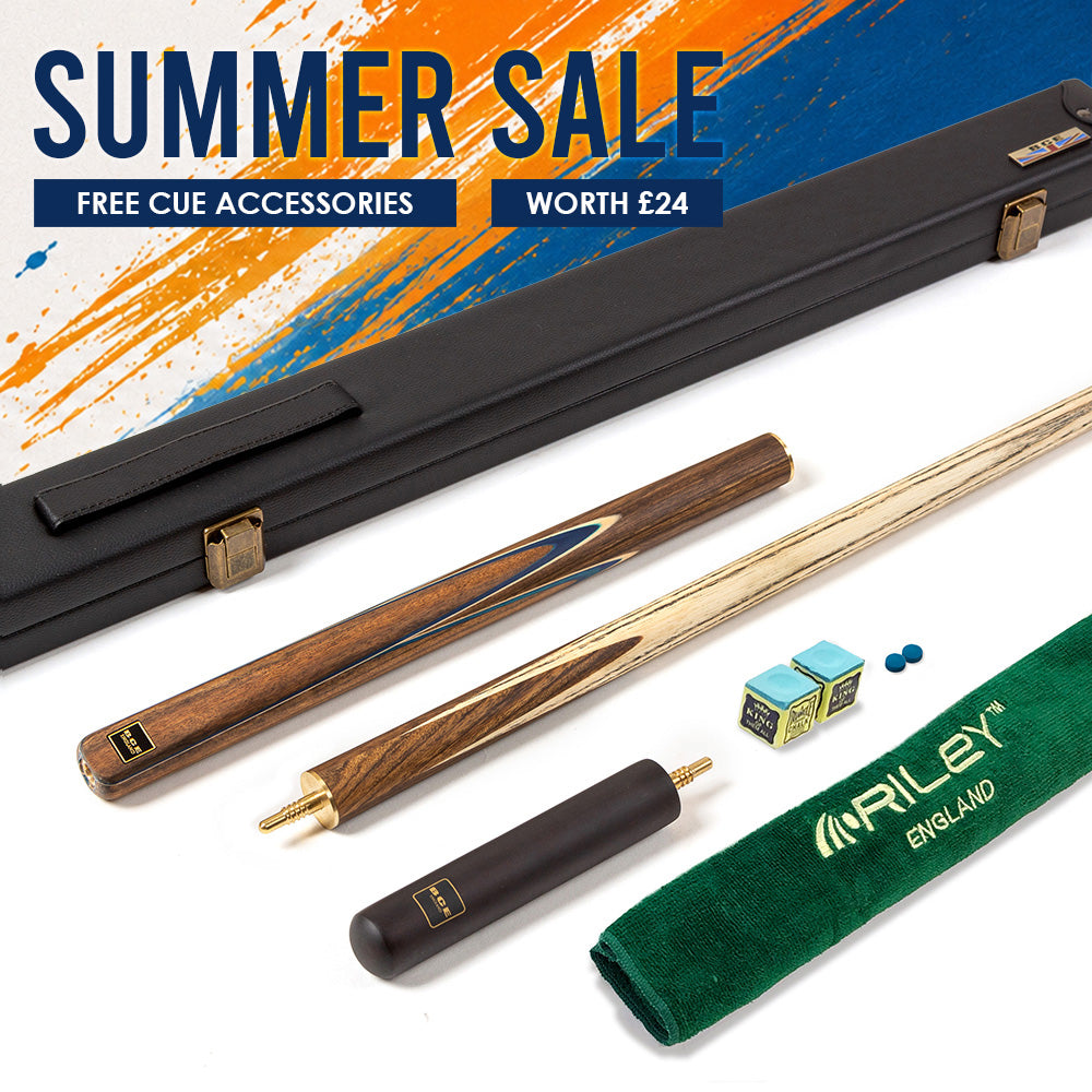 BCE 3 Piece Snooker Cue - 3/4 Cut Cue - Exotic Wood Butt - 9.5mm Tip - 145cm - Blue/ Natural Wood