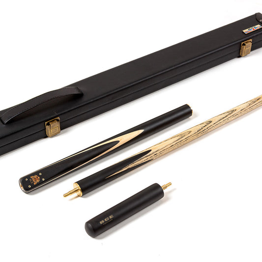 BCE Heritage Snooker Cue and Hard Case Set - 6 Designs - 9.5mm Tip - 145cm - Black/Natural/Purple Heart Wood/Ash/Maple