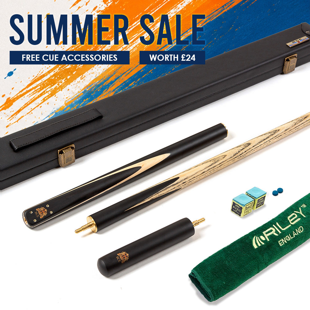 BCE 3 Piece Heritage Snooker Cue - 3/4 Cut Cue - Layered Ebonised Black Wood Butt - 9.5mm Tip - 145cm - Black/Natural