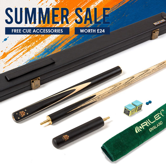 BCE 3 Piece Heritage Snooker Cue - 3/4 Cut Cue - Layered Ebonised Black Wood Butt - 9.5mm Tip - 145cm - Black/Natural
