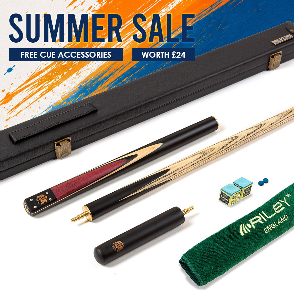 BCE 3 Piece Heritage Snooker Cue - 3/4 Cut Cue - Layered Ebonised Black Wood Butt - 9.5mm Tip - 145cm - Black/Natural/Purple