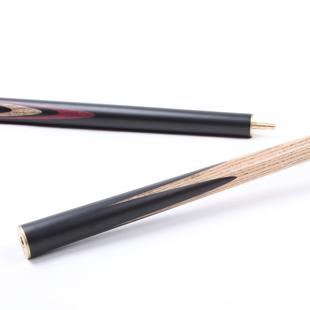 BCE 3 Piece Heritage Snooker Cue and Hard Case 3/4 Cut - Sapele Mahogany Butt - 9.5mm Tip - 145cm - Black/Natural/Brown/Purple