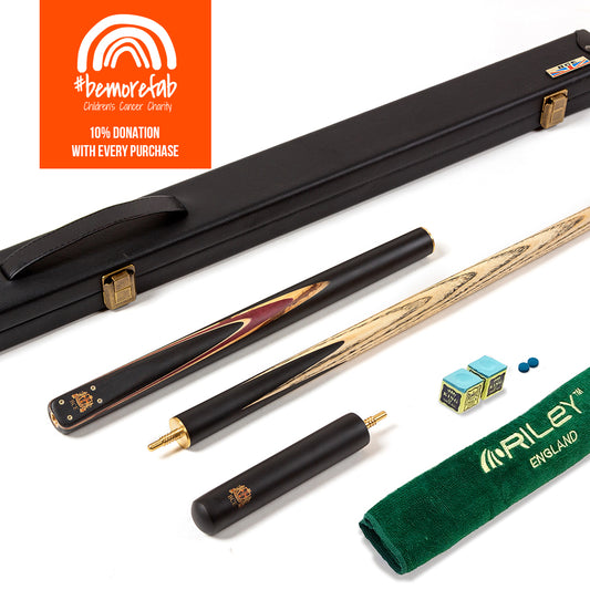 BCE 3 Piece Heritage Snooker Cue - 3/4 Cut Cue - Layered Ebonised Black Wood Butt - 9.5mm Tip - 145cm - BeMoreFab Donation