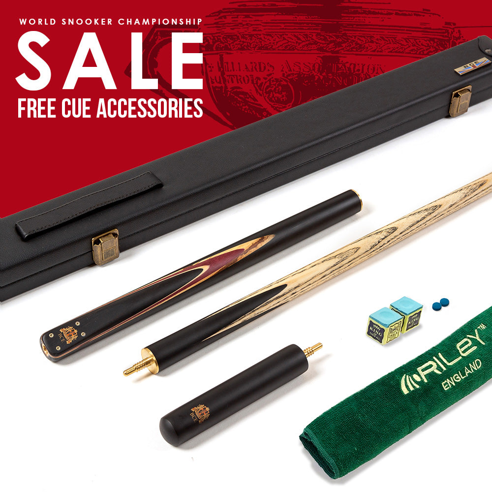BCE 3 Piece Heritage Snooker Cue - 3/4 Cut Cue - Layered Ebonised Black Wood Butt - 9.5mm Tip - 145cm - Black/Natural/Purple