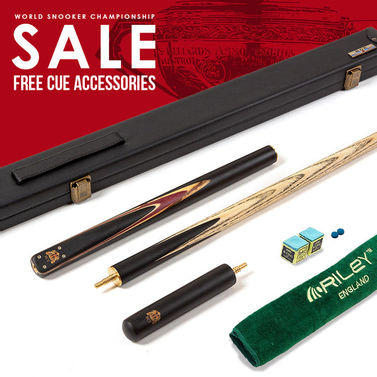 BCE 3 Piece Heritage Snooker Cue - 3/4 Cut Cue - Layered Ebonised Black Wood Butt - 9.5mm Tip - 145cm - Black/Natural/Purple