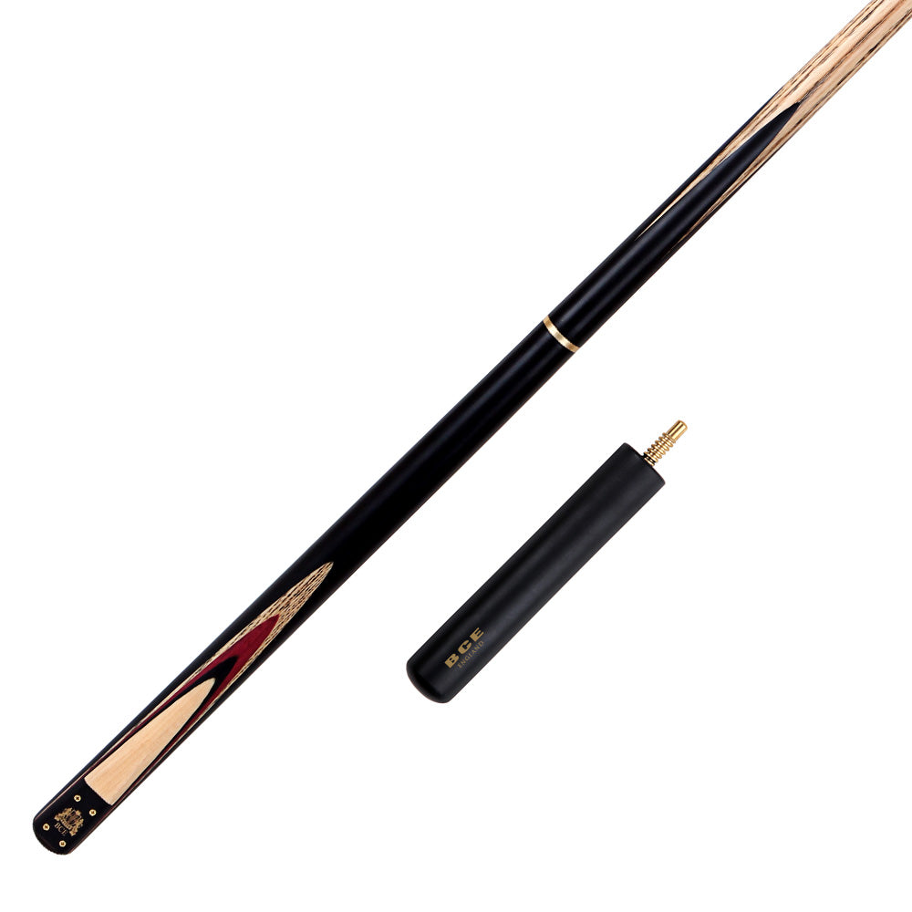 BCE 3 Piece Heritage Snooker Cue and Hard Case 3/4 Cut - Sapele Mahogany Butt - 9.5mm Tip - 145cm - Black/Natural/Purple