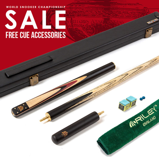 BCE 3 Piece Heritage Snooker Cue - 3/4 Cut Cue - Layered Ebonised Black Wood Butt - 9.5mm Tip - 145cm - Black/Natural/Purple