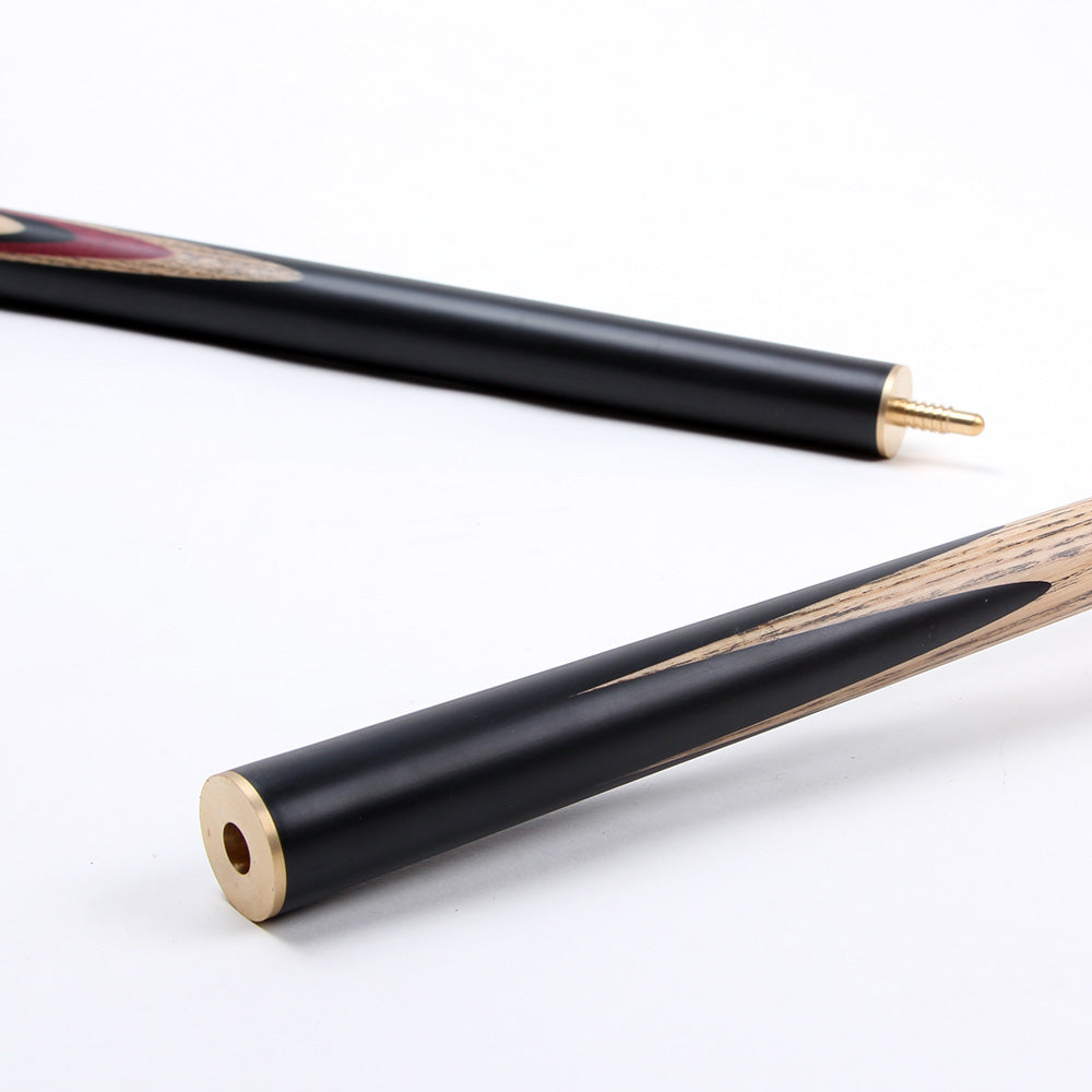 BCE 3 Piece Heritage Snooker Cue and Hard Case 3/4 Cut - Sapele Mahogany Butt - 9.5mm Tip - 145cm - Black/Natural/Purple