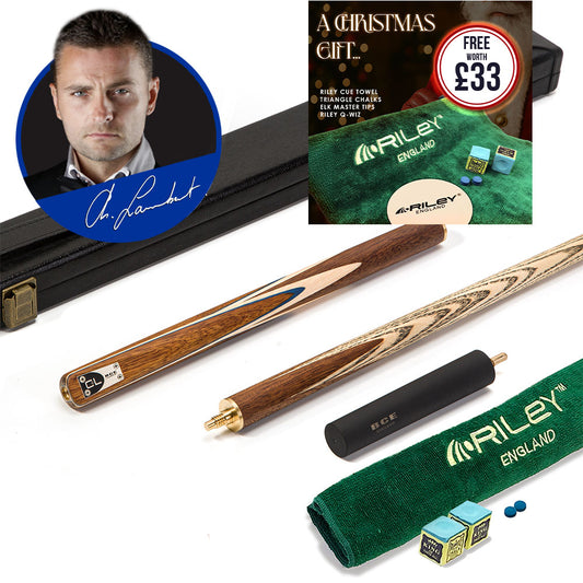 BCE C8L - 3 Piece English Pool Cue - 3/4 Cut Cue - Exotic Wood Butt with 9mm Tip - 145cm - Blue/ Natural Wood