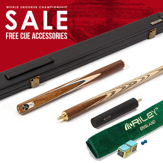BCE C8L - 3 Piece English Pool Cue - 3/4 Cut Cue - Exotic Wood Butt with 9mm Tip - 145cm - Blue/ Natural Wood