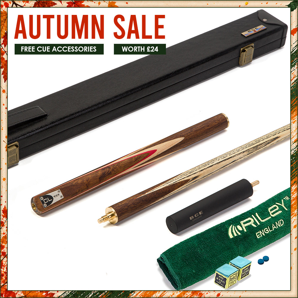 BCE C8L - 3 Piece English Pool Cue - 3/4 Cut Cue - Exotic Wood Butt with 9mm Tip - 145cm - Red/ Natural Wood