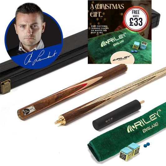 BCE C8L - 3 Piece English Pool Cue - 3/4 Cut Cue - Exotic Wood Butt with 9mm Tip - 145cm - Red/ Natural Wood