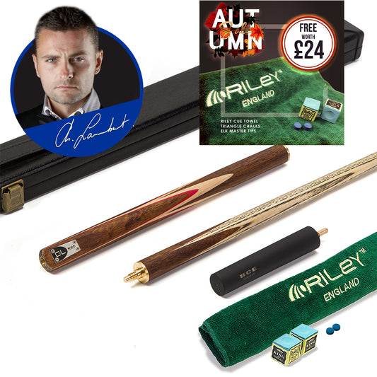 BCE C8L - 3 Piece English Pool Cue - 3/4 Cut Cue - Exotic Wood Butt with 9mm Tip - 145cm - Red/ Natural Wood