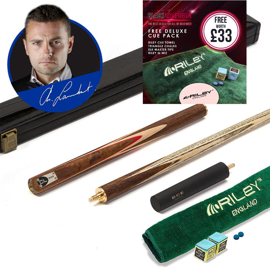 BCE C8L - 3 Piece English Pool Cue - 3/4 Cut Cue - Exotic Wood Butt with 9mm Tip - 145cm - Red/ Natural Wood