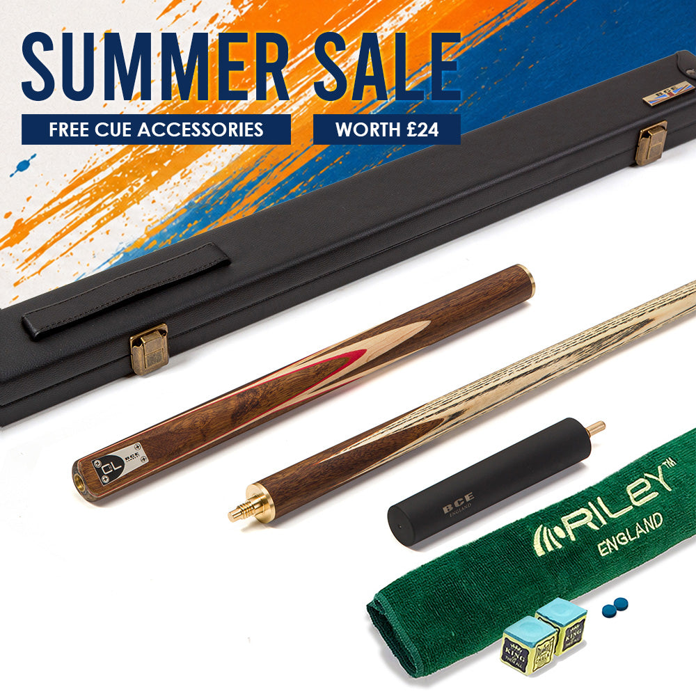 BCE C8L - 3 Piece English Pool Cue - 3/4 Cut Cue - Exotic Wood Butt with 9mm Tip - 145cm - Red/ Natural Wood