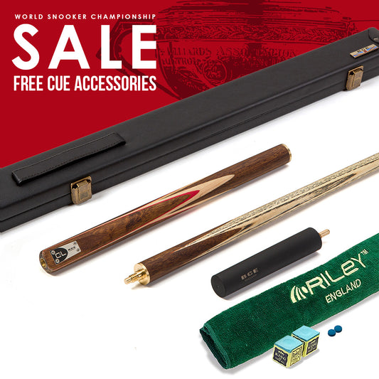 BCE C8L - 3 Piece English Pool Cue - 3/4 Cut Cue - Exotic Wood Butt with 9mm Tip - 145cm - Red/ Natural Wood