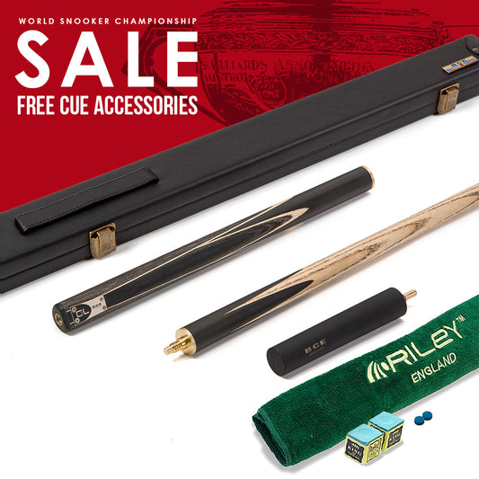 BCE C8L - 3 Piece English Pool Cue - 3/4 Cut Cue - Layered Ebonised Black Wood with 9mm Tip - 145cm - Black/ Grey/ Light Wood