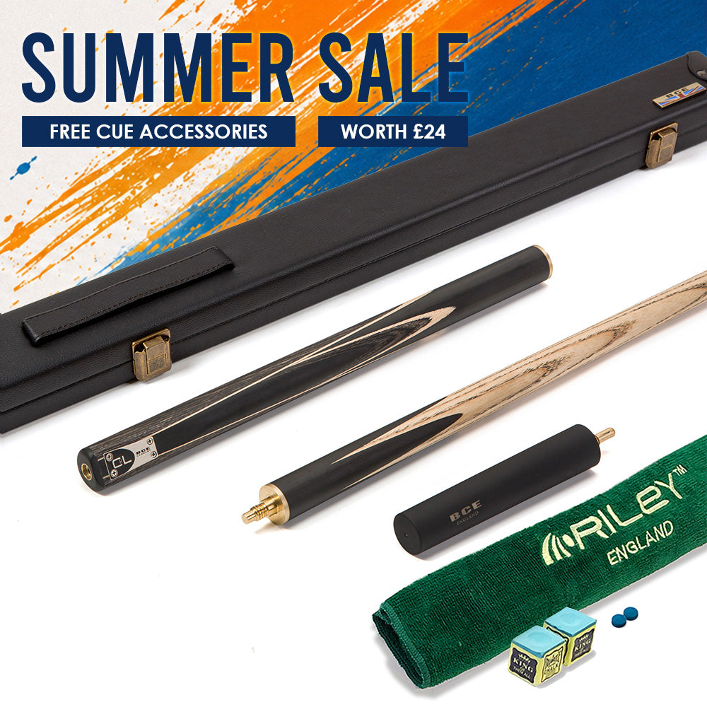 BCE C8L - 3 Piece English Pool Cue - 3/4 Cut Cue - Layered Ebonised Black Wood with 9mm Tip - 145cm - Black/ Grey/ Light Wood