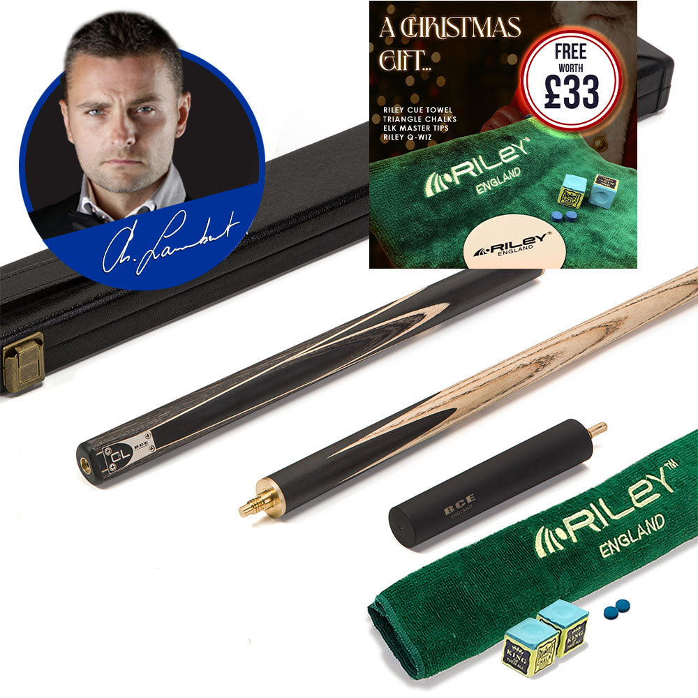 BCE C8L - 3 Piece English Pool Cue - 3/4 Cut Cue - Layered Ebonised Black Wood with 9mm Tip - 145cm - Black/ Grey/ Light Wood