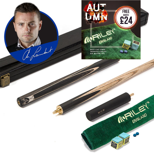 BCE C8L - 3 Piece English Pool Cue - 3/4 Cut Cue - Layered Ebonised Black Wood with 9mm Tip - 145cm - Black/ Green/ Light Wood