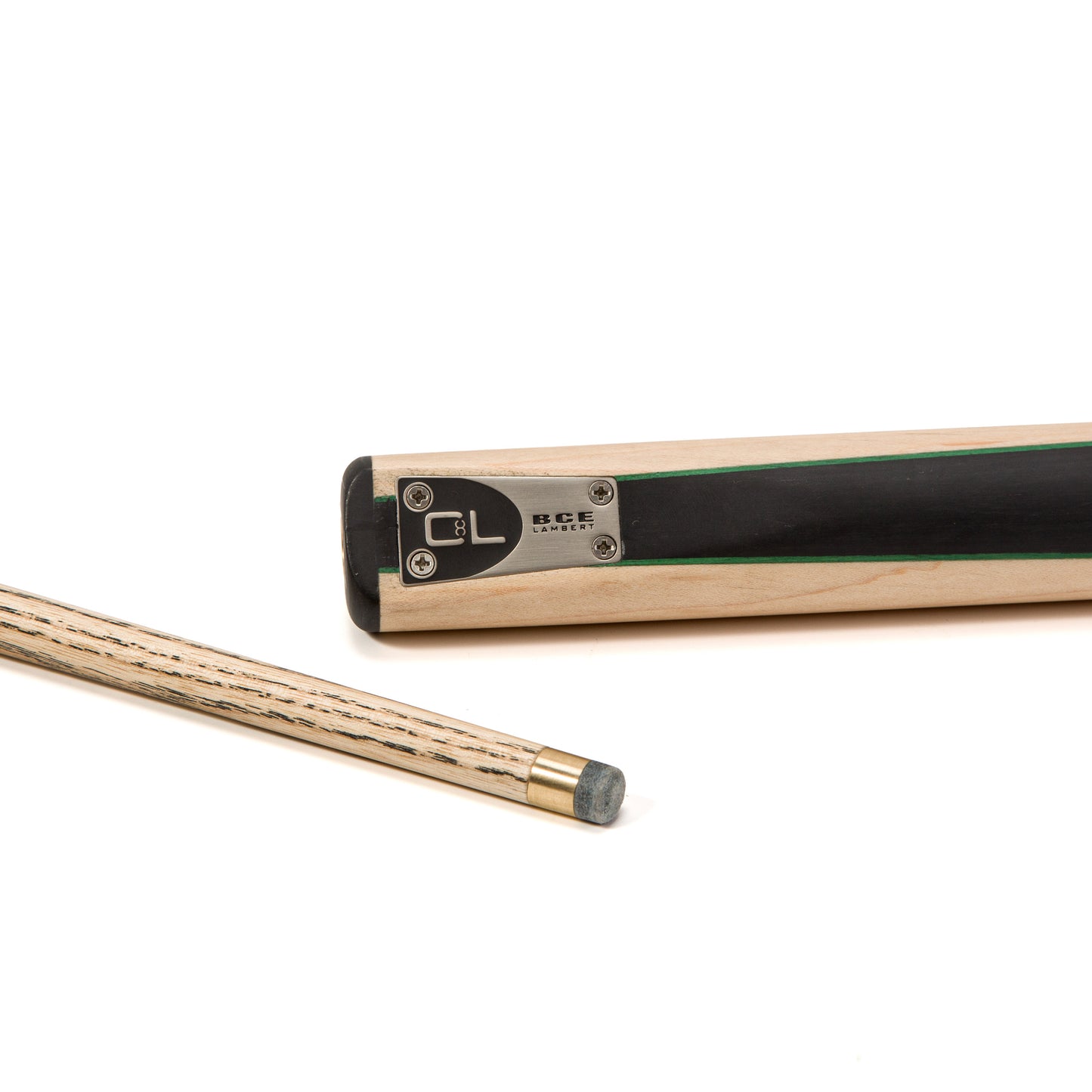 BCE C8L - 3 Piece English Pool Cue 3/4 Cut - Layered Ebonised Black Wood with 9mm Tip - 145cm - Black/ Light Wood - with Deluxe Hard Case