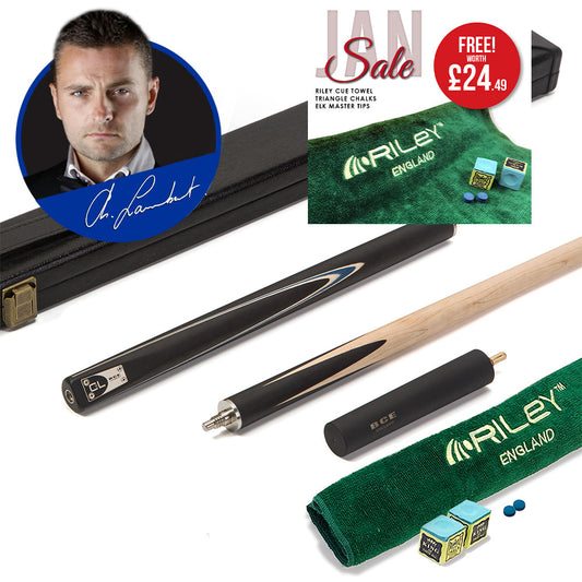 BCE C8L Victory Replica - 3 Piece English Pool Cue - 3/4 Cut Cue - Layered Ebonised Black Wood with 9mm Tip - 145cm - Black/ Blue