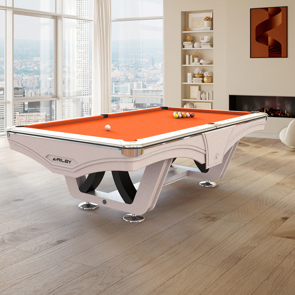 8ft Riley Ray Tournament American Pool Table - White/Chrome