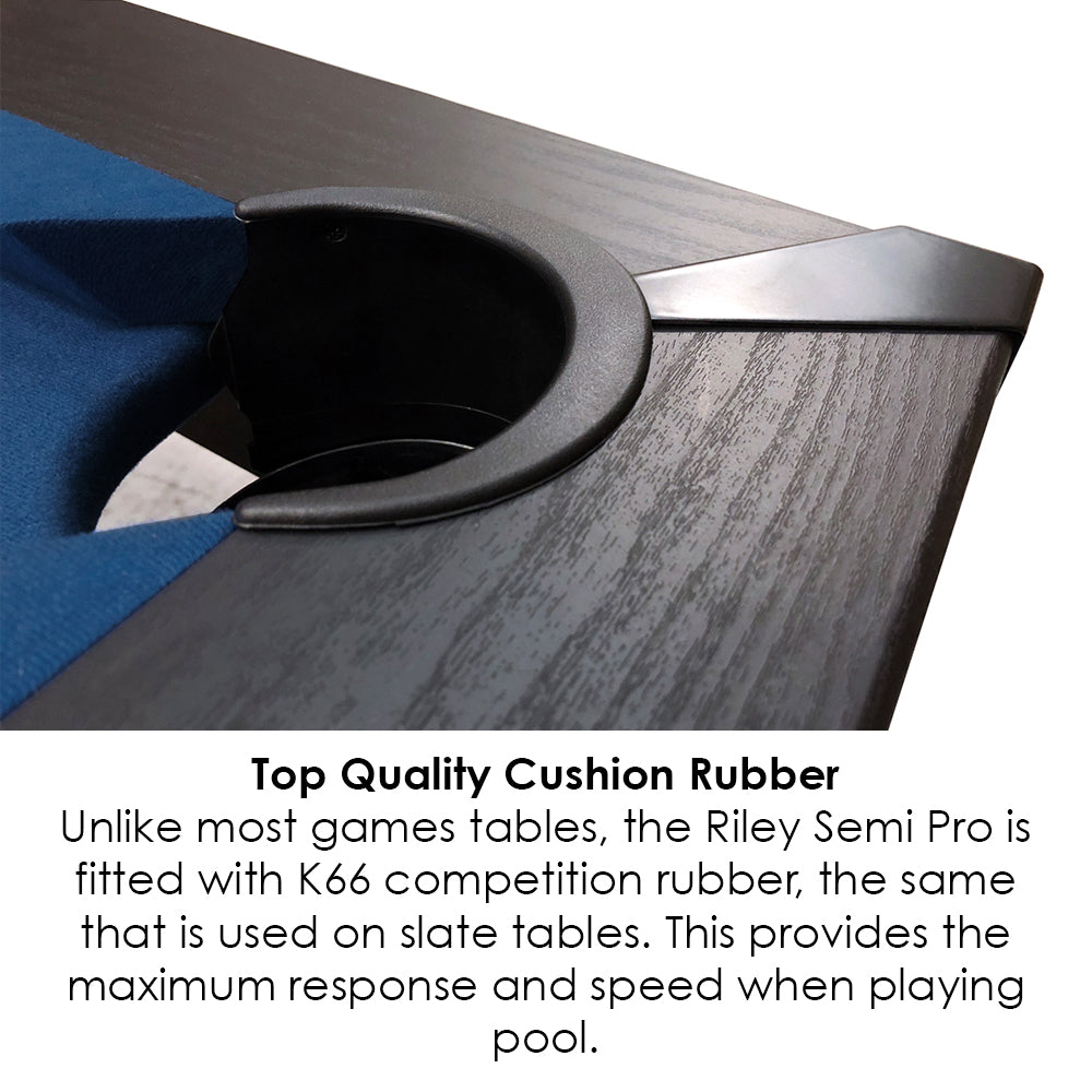 Riley 7ft Semi Pro American Pool Table - Black Ash with Blue Cloth - Metal Frame - Free Table Tennis/Dining Top