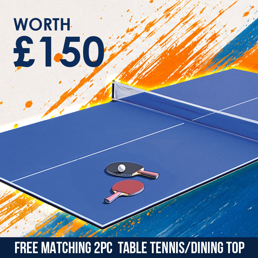 Riley 7ft 3 in 1 Semi Pro American Pool Table - Black Ash with Blue Cloth - Metal Frame - Dining Table - Table Tennis