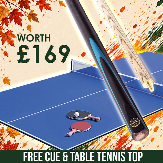 Riley 6ft Folding Snooker and Pool Table - Oak Finish with Blue Cloth - Folds Flat