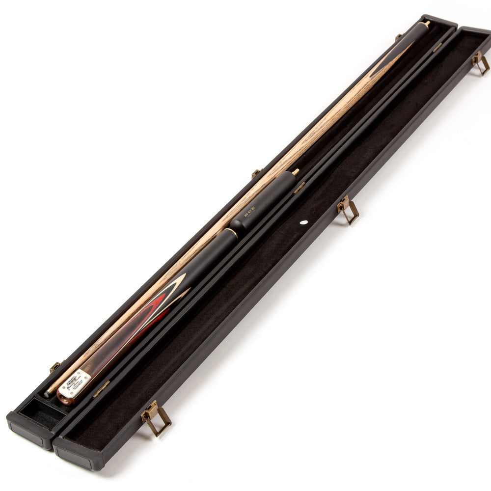 BCE 3 Piece Grand Master Snooker Cue and Hard Case 3/4 Cut- Layered Ebonised Black Wood Butt - 9.5mm Tip - 145cm - Black/ Red/ Natural