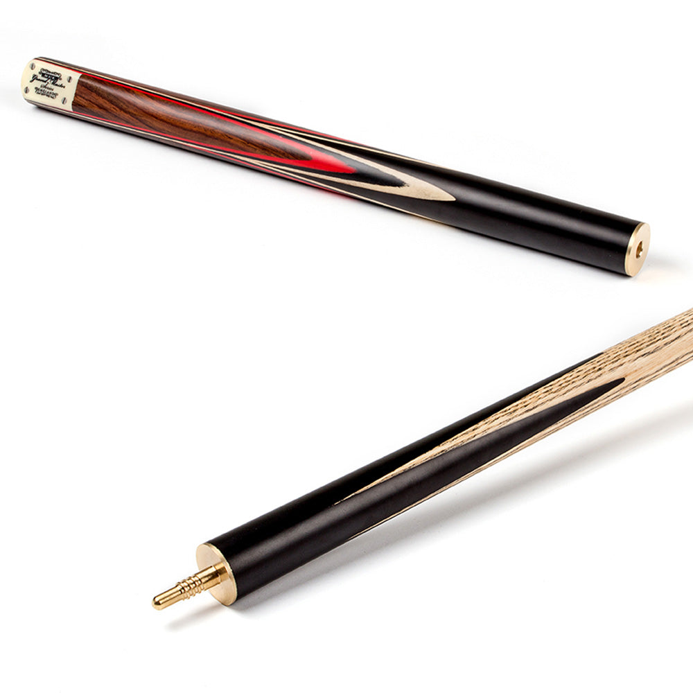 BCE 3 Piece Grand Master Snooker Cue and Hard Case 3/4 Cut- Layered Ebonised Black Wood Butt - 9.5mm Tip - 145cm - Black/ Red/ Natural