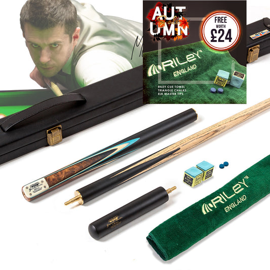 BCE 3 Piece Grand Master Snooker Cue - 3/4 Cut Cue - Layered Ebonised Black Wood Butt - 9.5mm Tip - 145cm - Black/ Blue/ Natural
