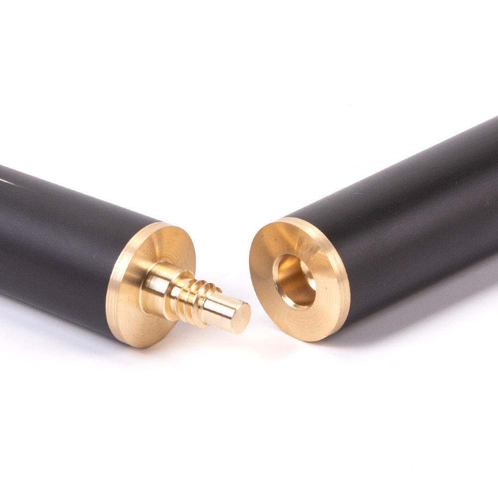 BCE Black Series - Mark Selby - 3 Piece Snooker Cue - 3/4 Cut - Layered Ebonised Black Wood Butt - 9.5mm Tip - 145cm - Black/ Yellow and White Marbleised Resin / Natural Wood