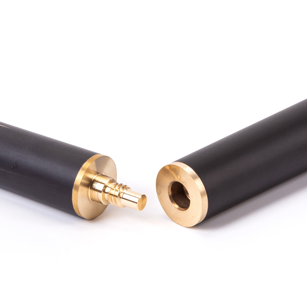 BCE Black Series - Mark Selby - 3 Piece Snooker Cue - 3/4 Cut - Layered Ebonised Black Wood Butt - 9.5mm Tip - 145cm - Black/ Blue and White Marbleised Resin / Natural Wood