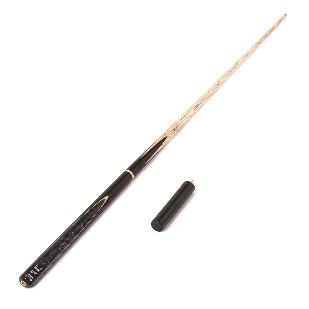 BCE Black Series - Mark Selby - 3 Piece Snooker Cue and Hard Case - 3/4 Cut Cue - Ebony Butt- 9.5mm Tip - 145cm - Black/ Black and White Marbleised Resin